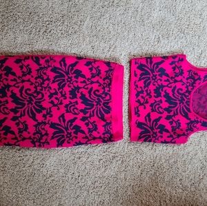 Jealous Tomato bodycon skirt/crop set. Sz small. Hot pink and navy